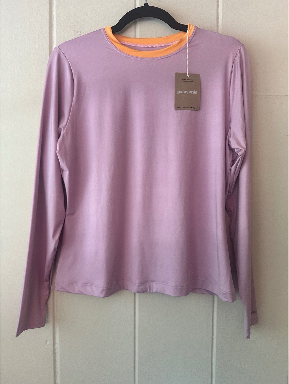 Patagonia Swell Seeker Rashguard Size XL NWT Milkweed Mauve Purple Long Sleeve